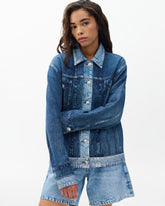 Miramar Oversized Combo Trucker Jacket - Double Indigo