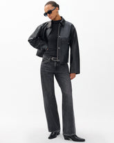 Saige Relaxed Straight Jeans - Charcoal