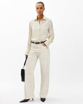 Featherweight Logan Wide Leg - Ecru: Mid-Rise Jean