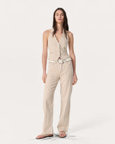 Shea Relaxed Straight Jeans - Tan Stripe