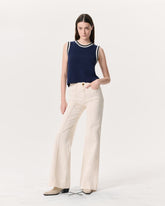 Skylar Wide-Leg Flare Jeans - Ecru
