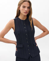 Irina Long Vest - Navy Multi