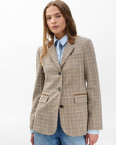 Evia Plaid Blazer - Tan Multi