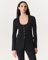 Roslyn Scoop-Neck Blazer - Black