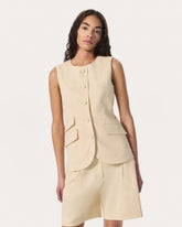 Slade Linen-Blend Vest - Light Tan