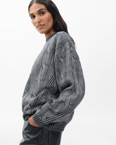 Miramar Cable-Effect Sweatshirt - Washed Black