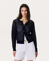 Ezra Open-Knit Cardigan - Indigo
