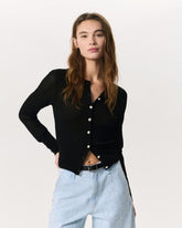 Molly Open-Knit Cardigan - Black