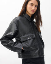 Nonie Lamb Leather Jacket - Black