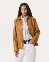 Jordie Faux Leather Jacket - Camel