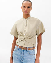 Gretchen Striped Poplin Shirt - Beige Stripe