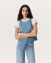Ultra Featherweight Myla Embellished Denim Top - Pacific With Jewel