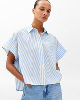 Martha Striped Short-Sleeve Shirt - Light Blue Stripe