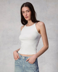 Essential Rib String Tank - White