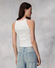 Essential Rib String Tank - White