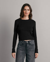 Cropped Longsleeve Rib T-Shirt - Black