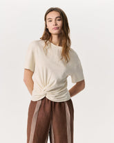 Mica Twist-Detail Draped Cotton T-Shirt - Ivory