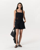 Emma Lace-Trim Poplin Shorts - Black