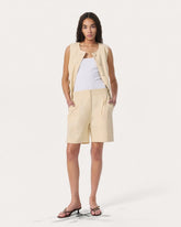 Leona Linen-Blend Shorts - Light Tan