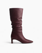 Astor Leather Slouch Boots - Bordeaux