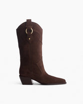 Joni Suede Cowboy Boots - Dark Espresso Suede