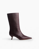 Mott Embossed Leather Boots - Bordeaux Croc