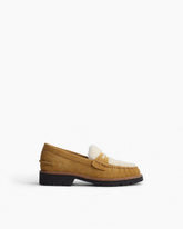Corey Suede Shearling Loafers - Caramel Suede Shearling
