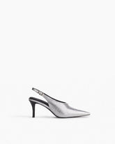 Mercer Leather Slingbacks - Silver