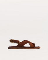 Gia Suede Crossover Sandals - Umber Suede
