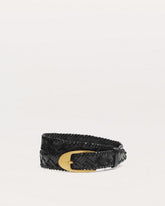 Gemma Woven Leather Belt - Black