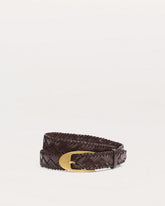 Gemma Woven Leather Belt - Dark Espresso