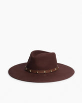 Brynn Studded Wool Fedora - Dark Espresso
