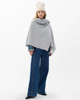 Joni Waffle-Knit Wool Poncho - Grey