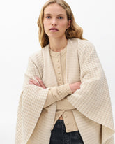 Joni Waffle-Knit Wool Poncho - Oatmeal