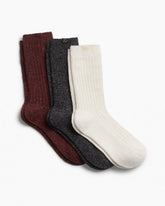 Three-Pack Hiking Socks - Black Bordeaux Ivory