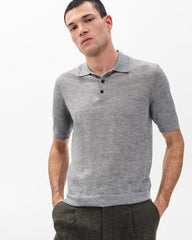 Downing Lightweight Cashmere Polo - Heather Grey