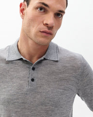 Downing Lightweight Cashmere Polo - Heather Grey