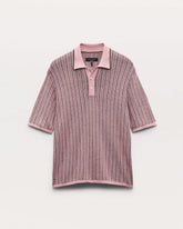 Harvey Striped Knit Polo Shirt - Grape