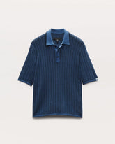 Harvey Striped Knit Polo Shirt - Moonlight