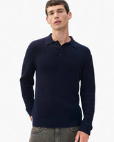 Crawford Wool-Cashmere Polo Sweater - Navy