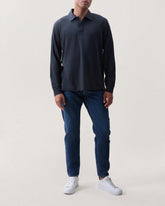 Tomas Washed Cotton Rugby Polo - Black