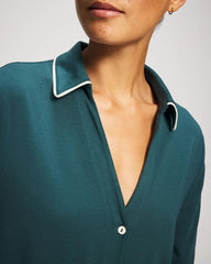 Long-Sleeve Notch Collar Pajama Top - Soma