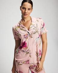 Printed Short Sleeve Notch Collar - Soma