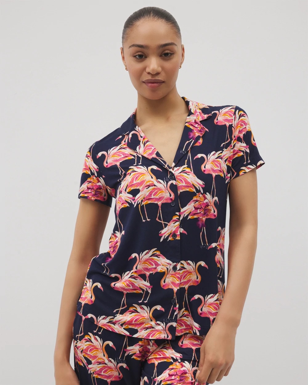 Short Sleeve Notch Collar Pajama Top - Soma