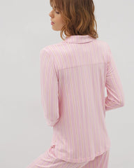 Long-Sleeve Printed Notch Collar Pajama Top - Soma