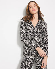 Long-Sleeve Printed Notch Collar Pajama Top - Soma