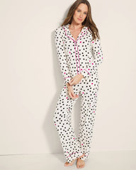 Long-Sleeve Printed Notch Collar Pajama Top - Soma