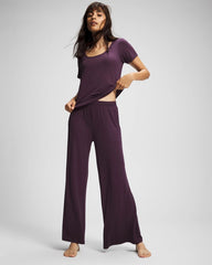 Lightweight Rib Knit Wide Leg Pajama Pants - Soma