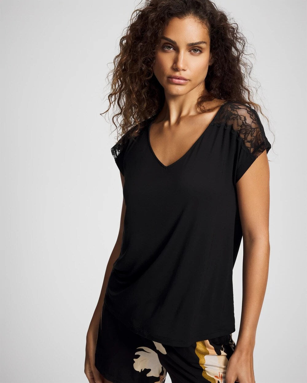 Short Sleeve Lace Pajama Tee - Soma