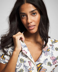 Piped Short Sleeve Notch Collar Pajama Top - Soma